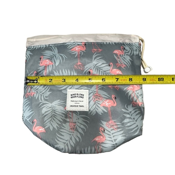 Pop Up Circular Gray and Pink Flamingo print Bag Set - Picture 6 of 8
